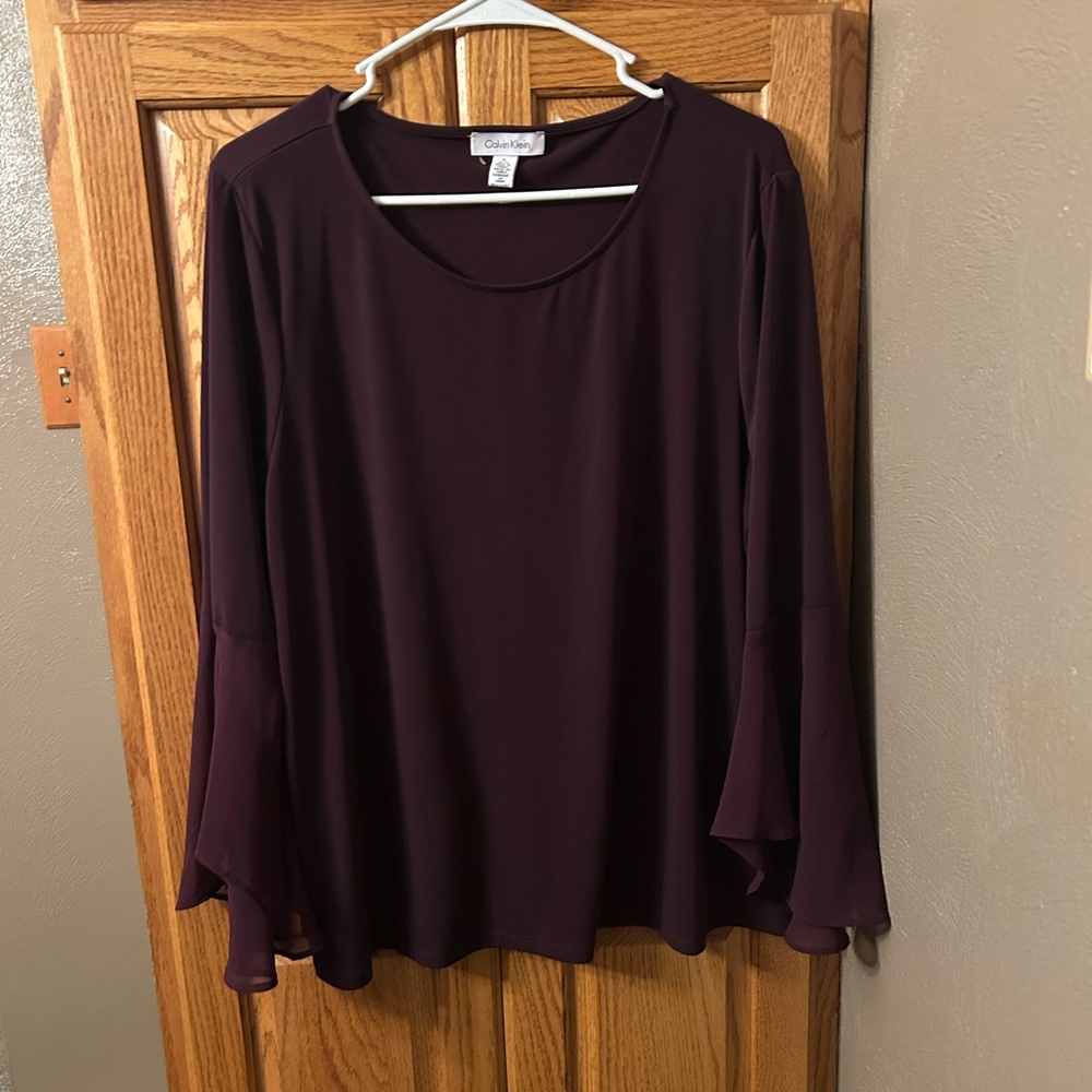 Calvin Klein Sz XL dressy eggplant colored blouse